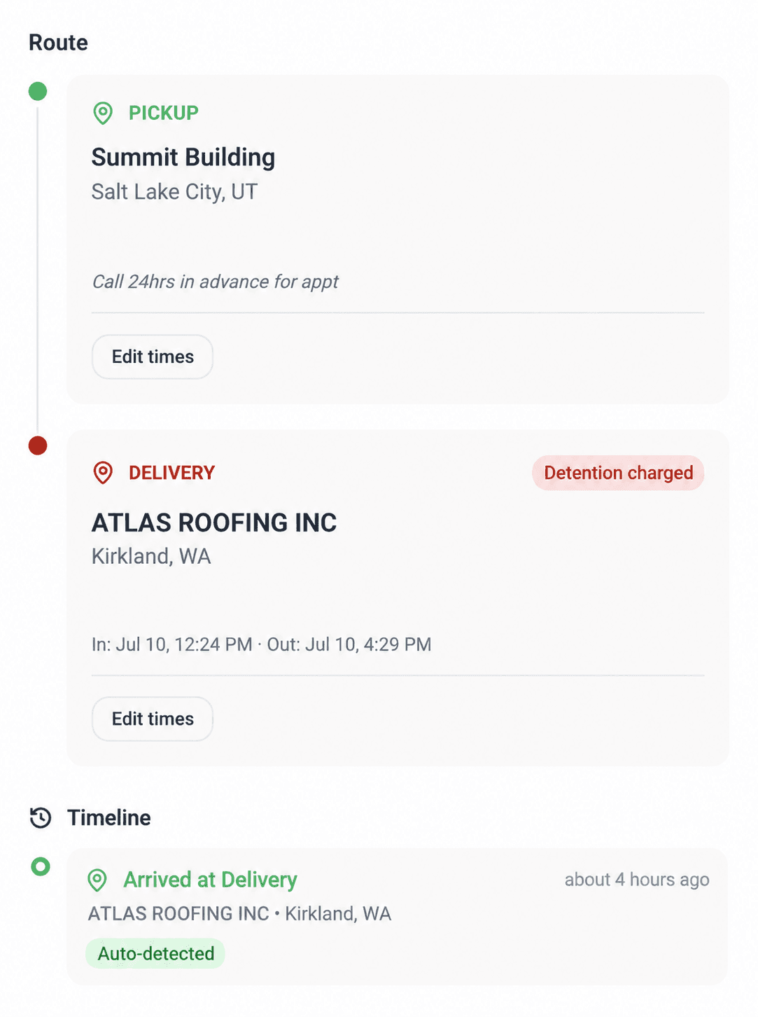 Detention timer with free time, detention window, and auto-calculated charge